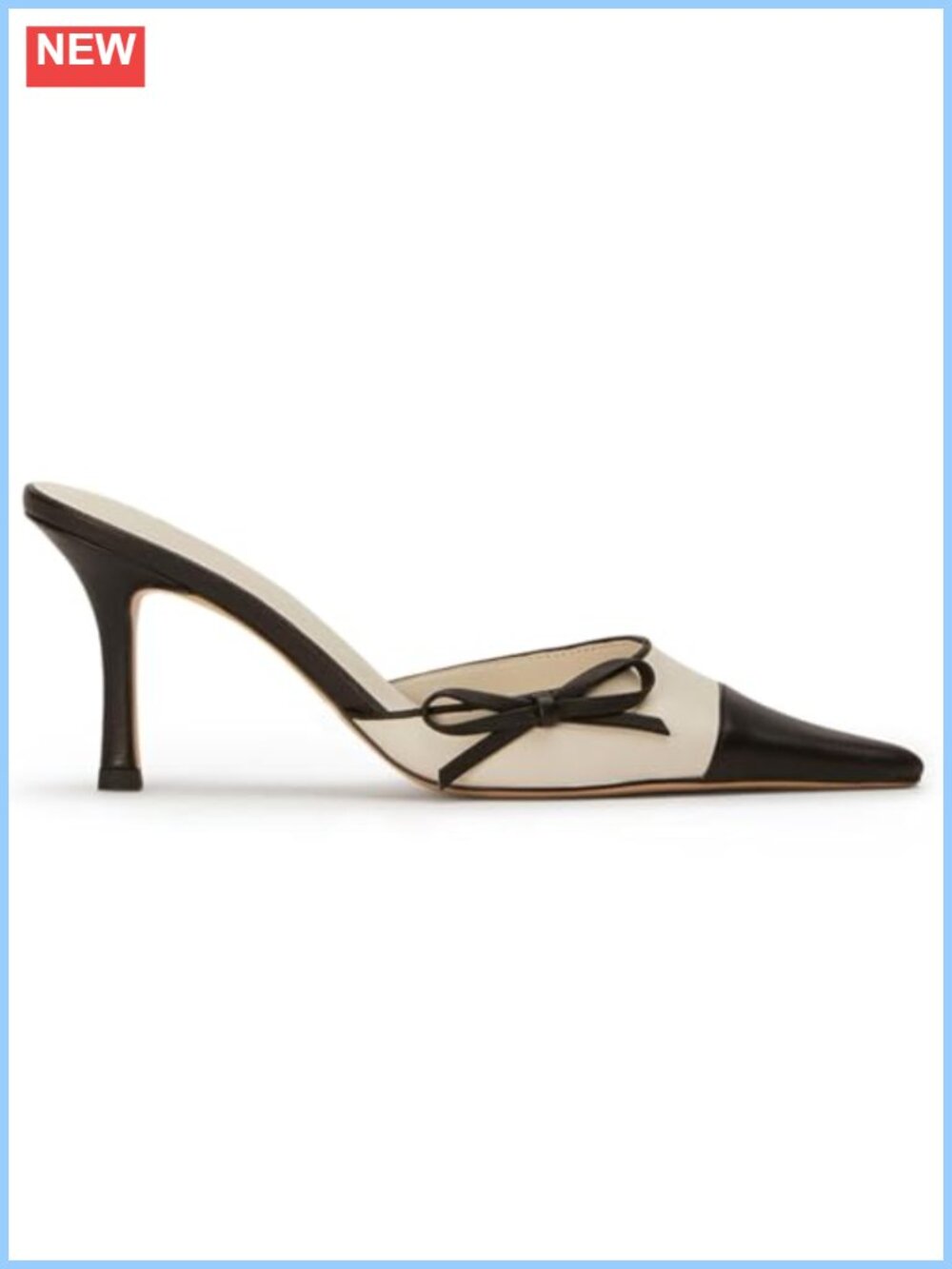 Faux Leather Bow Tie Mules Pointed Toe Kitten Heel Slip On Pumps